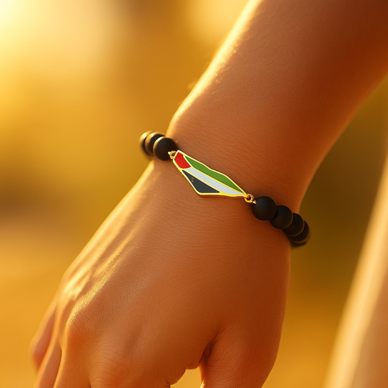 Bracelet Palestine en Perles – Acrylique et Acier