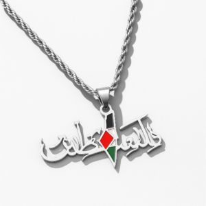 Collier Palestine pendentif carte – en acier inoxydable