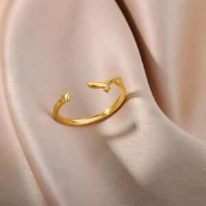 Bague Love Arabe ajustable motif calligraphie – en acier inoxydable