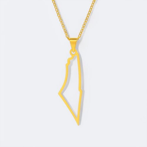 Collier Palestine carte contour – en acier inoxydable