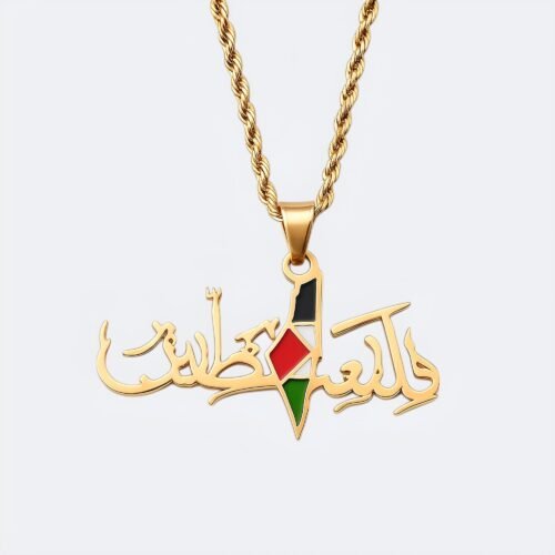Collier Palestine pendentif carte – en acier inoxydable