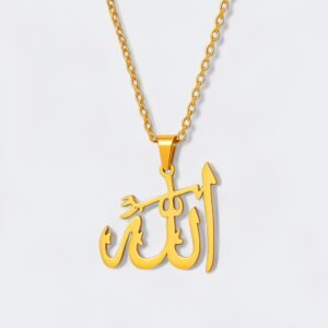 Collier Allah calligraphie élégante – en acier inoxydable