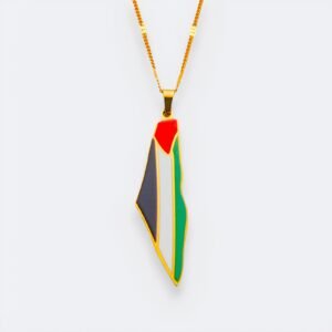 Collier Palestine pendentif carte – en acier inoxydable