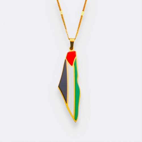 Collier Palestine pendentif carte – en acier inoxydable