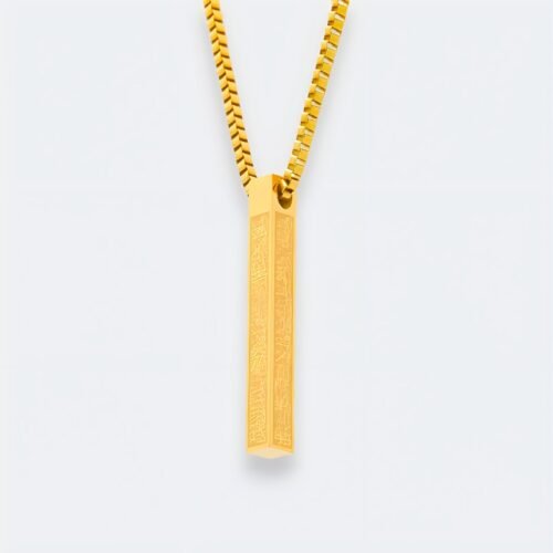 Collier Hexagonal Gravé Symboles – en acier inoxydable