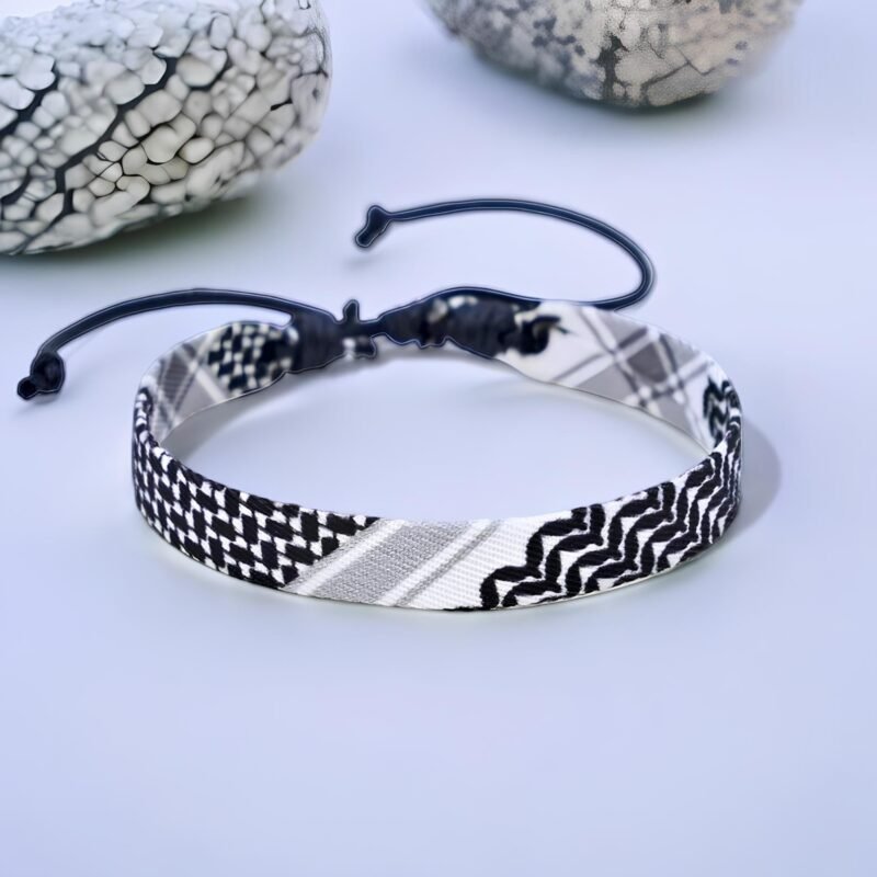 Bracelet Keffieh en Tissu Premium - Hommage Palestinien