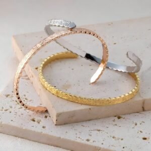 Manchette Ayat Al Kursi gravée ondulée - en acier inoxydable