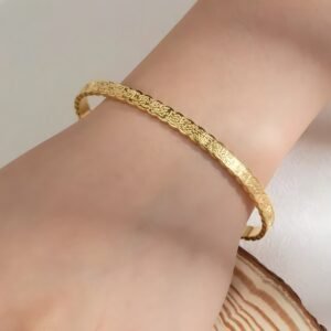 Manchette Ayat Al Kursi gravée ondulée - en acier inoxydable