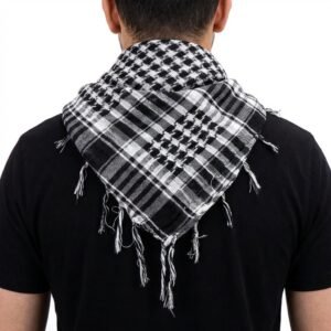 Keffieh Noir et Blanc en Coton 100% - Symbole de Résistance
