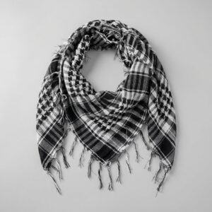 Keffieh Noir et Blanc en Coton 100% - Symbole de Résistance