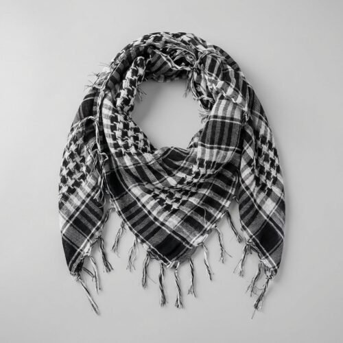 Keffieh Noir et Blanc en Coton 100% - Symbole de Résistance