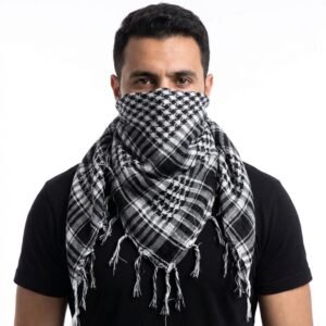 Keffieh Noir et Blanc en Coton 100% - Symbole de Résistance