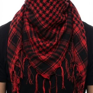 Keffieh Rouge et Noir en Coton 100% - Symbole de Résistance