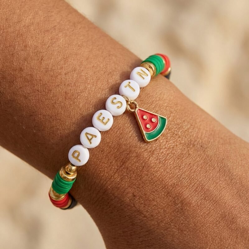 Bracelet Perles Or Palestine en Argile et Acrylique