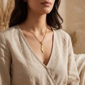 Collier Palestine carte pendentif plein - en acier inoxydable