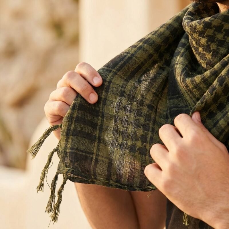 Keffieh Olive en Coton de Qualité - Symbole de Résistance