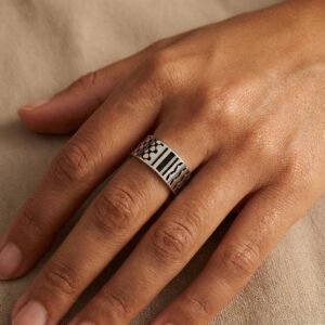 Bague Palestine motif keffieh ajustable hero bague Esprit Palestine