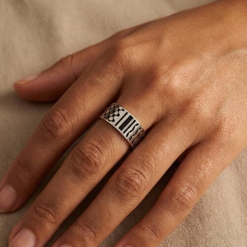 Bague Palestine motif keffieh ajustable hero bague Esprit Palestine