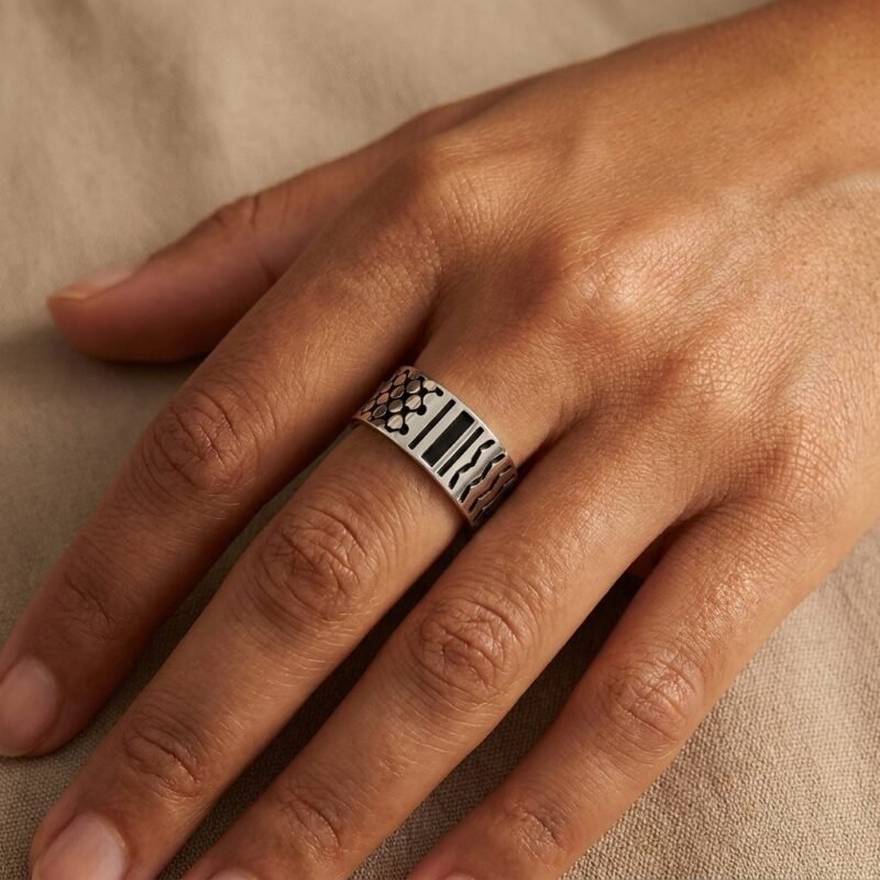 Bague Palestine motif keffieh ajustable hero bague Esprit Palestine