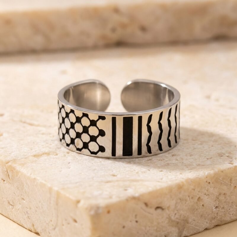 Bague Palestine motif keffieh ajustable produit seul bague Esprit Palestine
