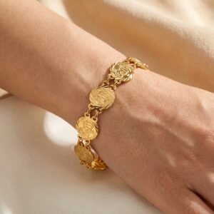 Bracelet médaillons gravés symboliques - en acier inoxydable
