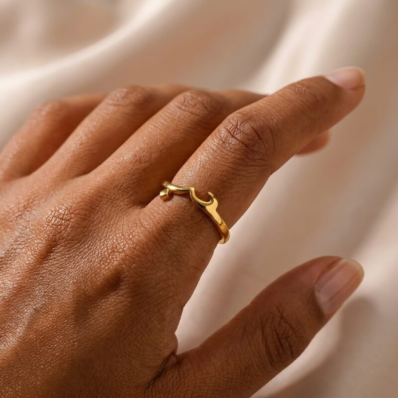 Bague Love Arabe ajustable motif calligraphie angle alternatif bague Esprit Palestine
