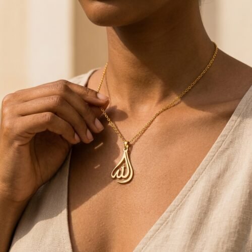 Collier Allah pendentif larme - en acier inoxydable