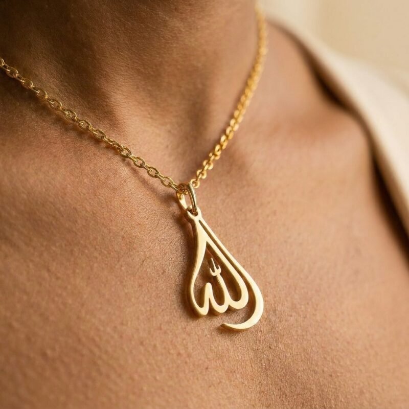 Collier Allah pendentif larme - en acier inoxydable