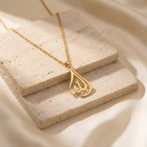 Collier Allah pendentif larme - en acier inoxydable