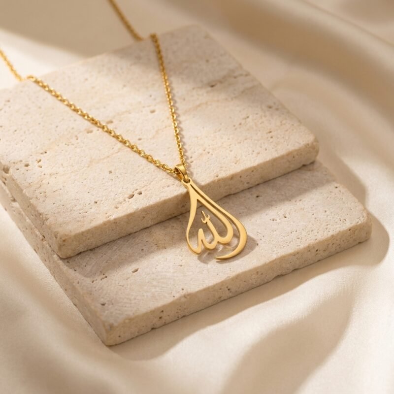 Collier Allah pendentif larme - en acier inoxydable