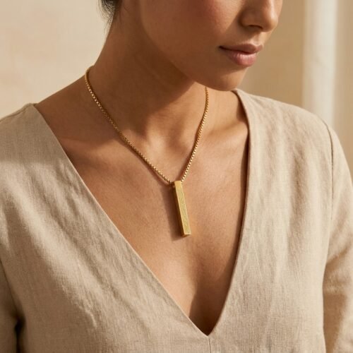 Collier Hexagonal Gravé Symboles - en acier inoxydable