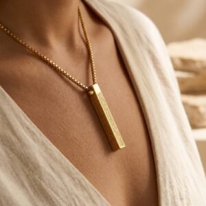 Collier Hexagonal Gravé Symboles - en acier inoxydable