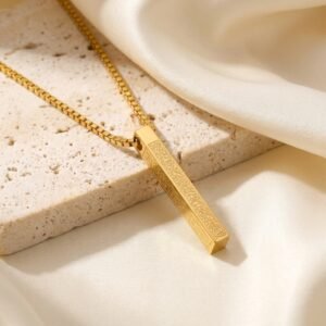 Collier Hexagonal Gravé Symboles - en acier inoxydable